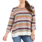Style & Co Women's Striped Layered Look Sweater Blue Size X-Large