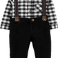 Carter's Boy's Infant Buffalo Check Button up Bodysuit Set Black Size 3MOS