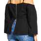 City Chic Women's Pretty Picnic Off the Shoulder Top Black Size 14W