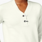 Karen Scott Women's Cotton Toggle Henley Sweater White Size Petite S