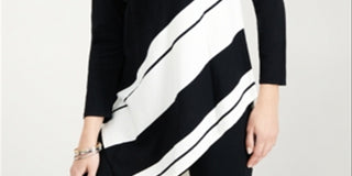Alfani Women's Striped Asymmetrical Tunic Black Size Petite X-Large