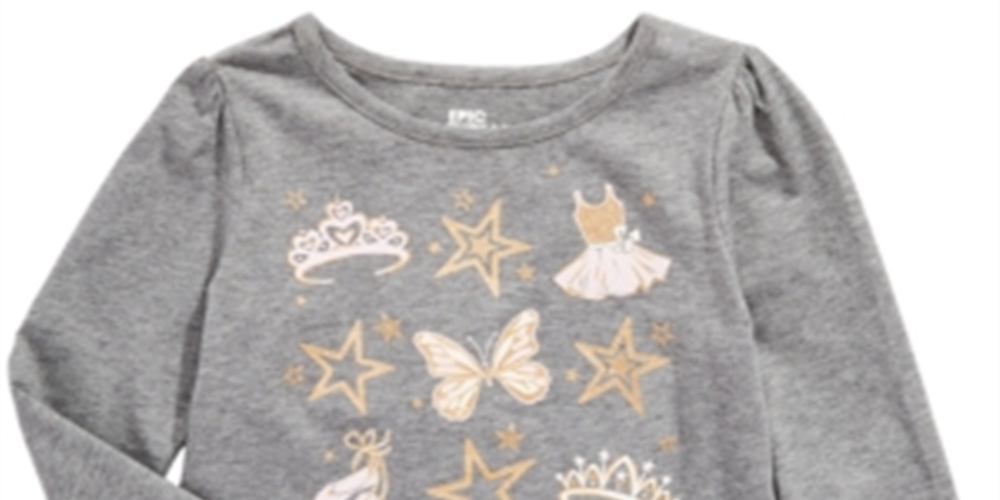 Epic Threads Toddler Girl's Ballet Crown T-Shirt Gray Size 3T