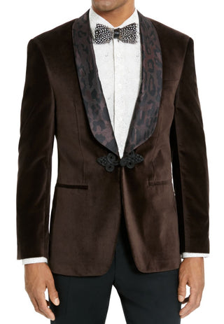 Tallia Men's Velvet Dinner Jacket Brown Size XX-Large