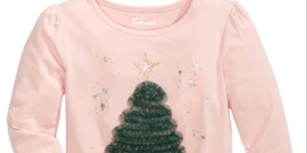 Epic Threads Little Girl's Holiday Tree T-Shirt Pink Size 6