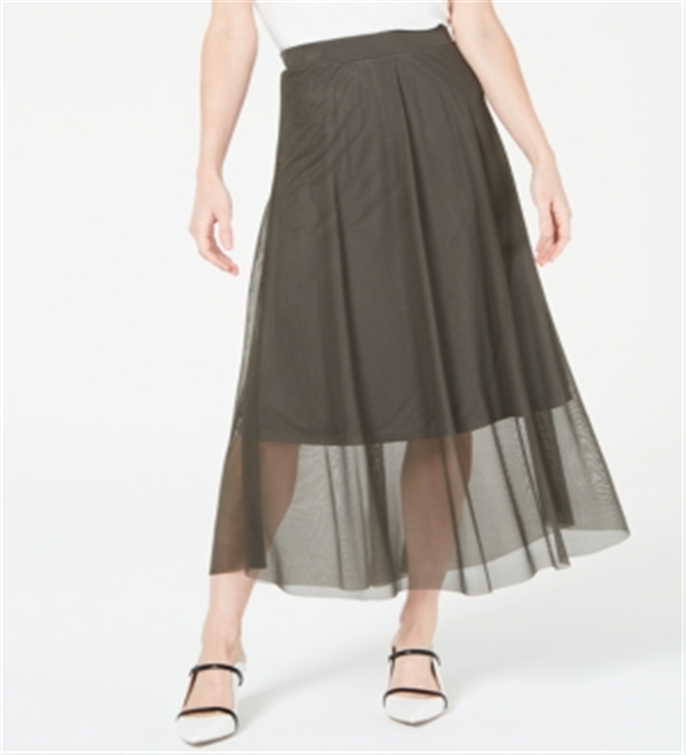 Alfani Women's Pull-on a-Line MIDI Skirt Green Size X-Large