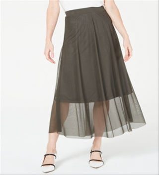 Alfani Women's Pull-on a-Line MIDI Skirt Green Size X-Large
