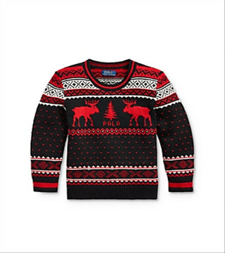 Ralph Lauren Little Boy's Reindeer Wool Blend Sweater Black Size 6