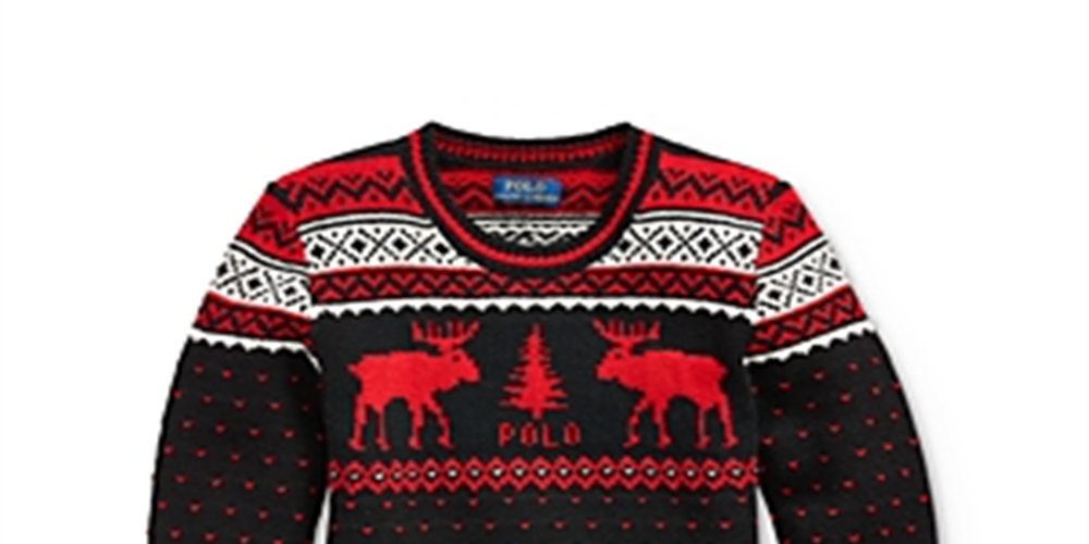 Ralph Lauren Little Boy's Reindeer Wool Blend Sweater Black Size 6