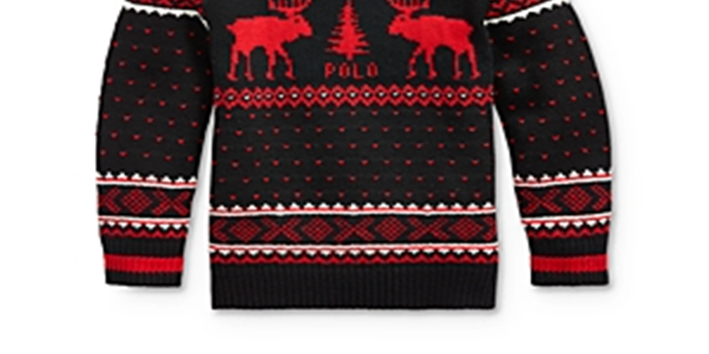 Ralph Lauren Little Boy's Reindeer Wool Blend Sweater Black Size 6
