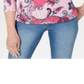 Charter Club Women's Pima Cotton Button Shoulder Print Top Pink Size Petite Small