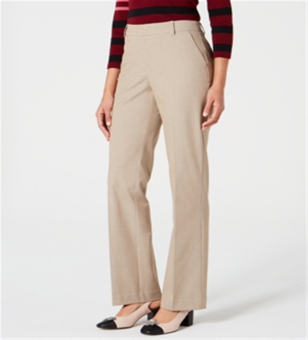 Charter Club Women's Straight Leg Pants Sedona Dust Combo Brown Size 14
