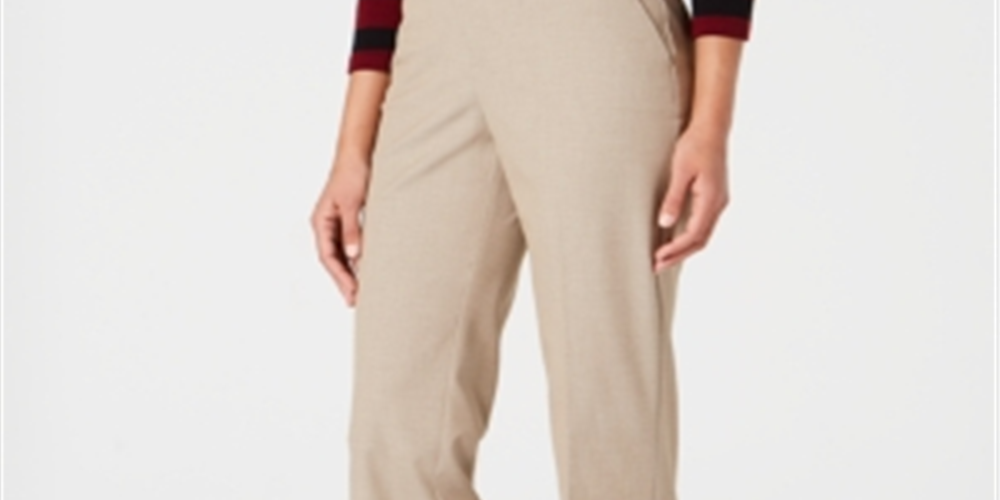 Charter Club Women's Straight Leg Pants Sedona Dust Combo Brown Size 14