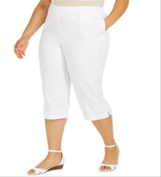Alfred Dunner Women's Plus Ship Shape Grommet Capris White Size 20W