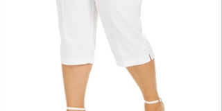 Alfred Dunner Women's Plus Ship Shape Grommet Capris White Size 20W