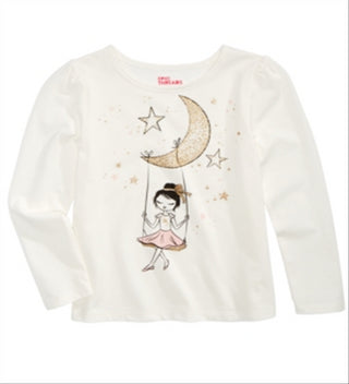 Epic Threads Little Girl's Moon Print T-Shirt White Size 5