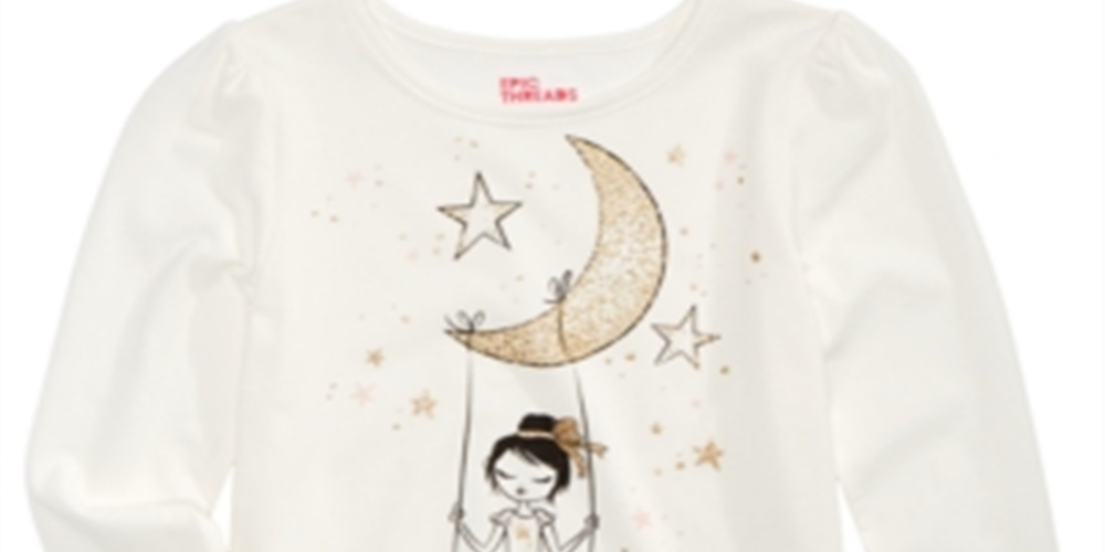 Epic Threads Little Girl's Moon Print T-Shirt White Size 5