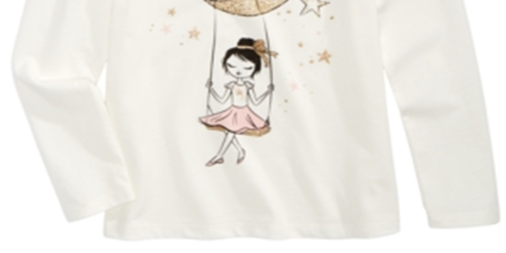 Epic Threads Little Girl's Moon Print T-Shirt White Size 5
