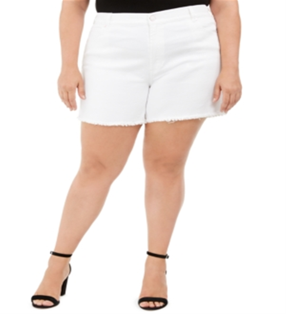 Celebrity Pink Women's Plus High Rise Denim Cutoff Shorts White Size 18W