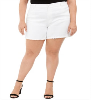 Celebrity Pink Women's Plus High Rise Denim Cutoff Shorts White Size 18W