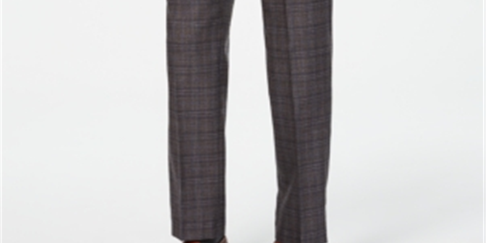 Michael Kors Men's Classic Regular Fit Airsoft Stretch Plaid Suit Pants Brown Size 34X34