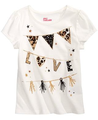 Epic Threads Little Girls Love Flags T-Shirt White Size 6