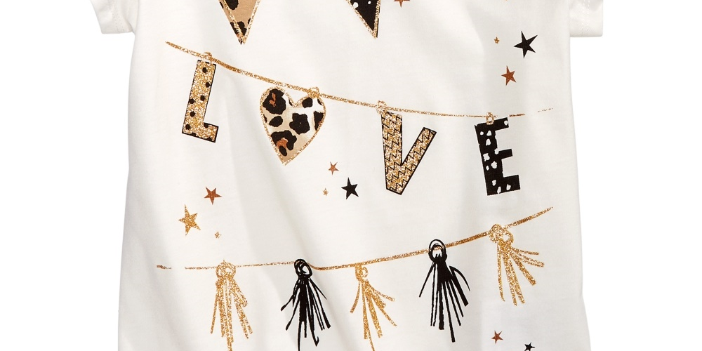 Epic Threads Little Girls Love Flags T-Shirt White Size 6