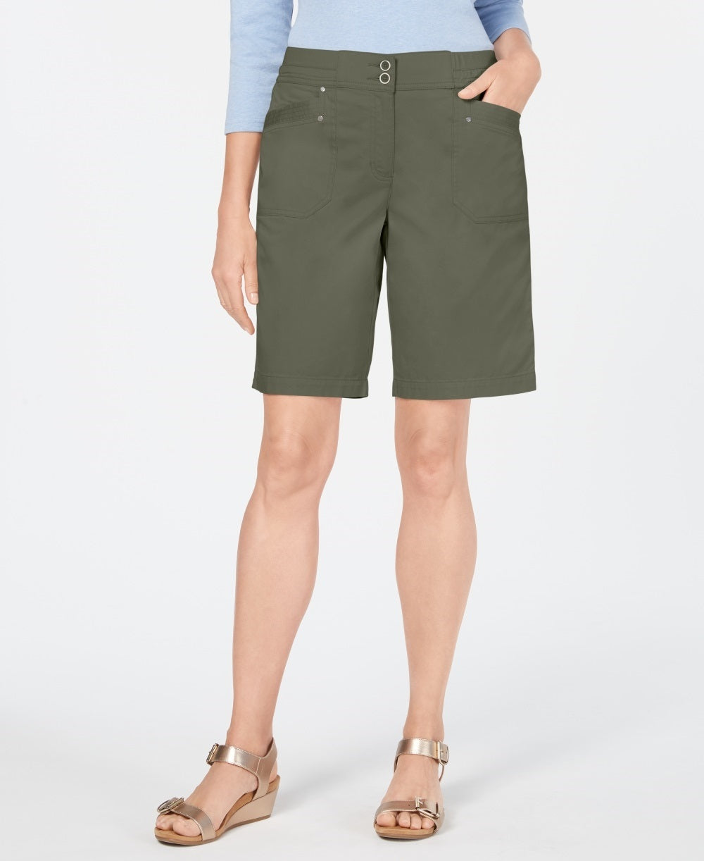 Karen Scott Women's Petite Skimmer Shorts  Green Size 8 P