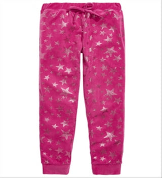 Max & Olivia Little & Big Girl's Star Print Velour Pajama Pants Pink Size Small