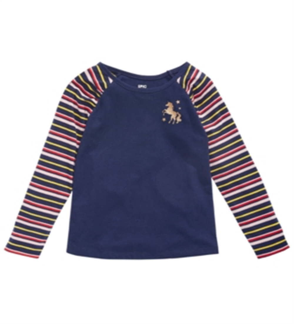 Epic Threads Toddler Girl's Striped Unicorn T-Shirt Blue Size 4T
