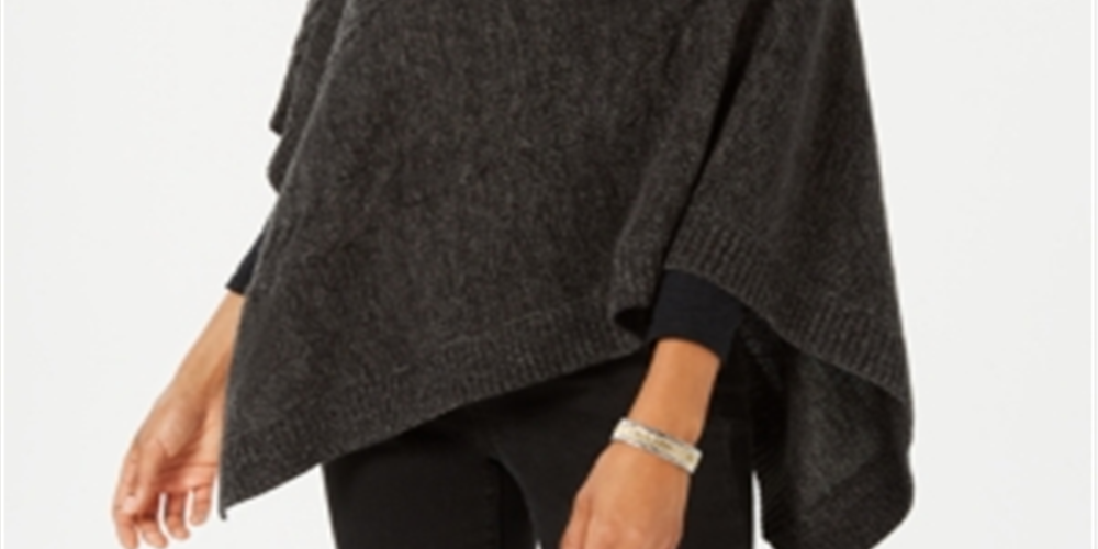 Karen Scott Women's Envelope Poncho Black Size Small