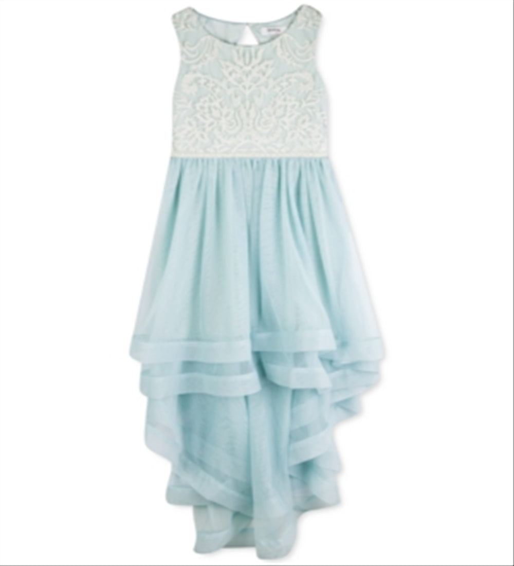 Speechless Big Girl's Plus Embroidered High Low Dress Blue Size 16