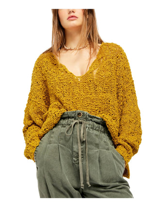 Free People Women's Sunday Shore Cotton Blend Sweater Green Size X-Small