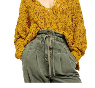 Free People Women's Sunday Shore Cotton Blend Sweater Green Size X-Small