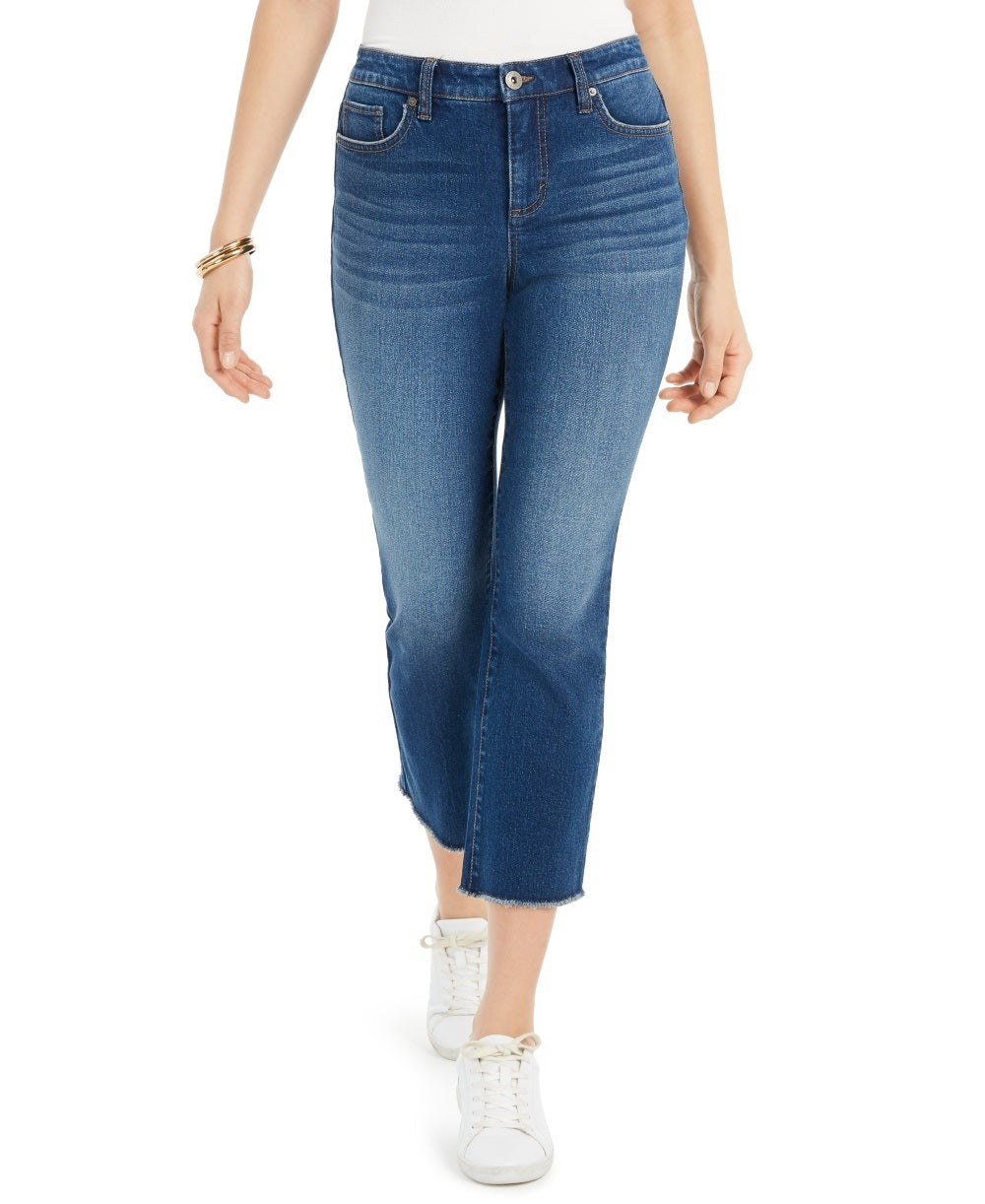 Style & Co Women's Ripped Authentic Cropped Kick-Flare Jeans Blue Size 4