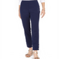 JM Collection Women's Tummy Control Snap Hem Pants Navy  Size Petite L