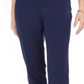 JM Collection Women's Tummy Control Snap Hem Pants Navy  Size Petite L