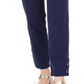 JM Collection Women's Tummy Control Snap Hem Pants Navy  Size Petite L