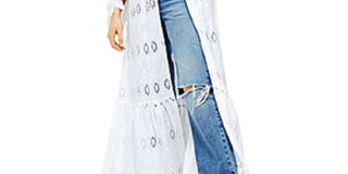 Free People Women's Sweetwater Eyelet Duster Cardigan White Size X-Small