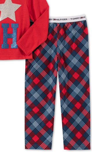 Tommy Hilfiger Toddler Little & Big Girls 2-Pc. Plaid Pajama Set Bright Red Size 16