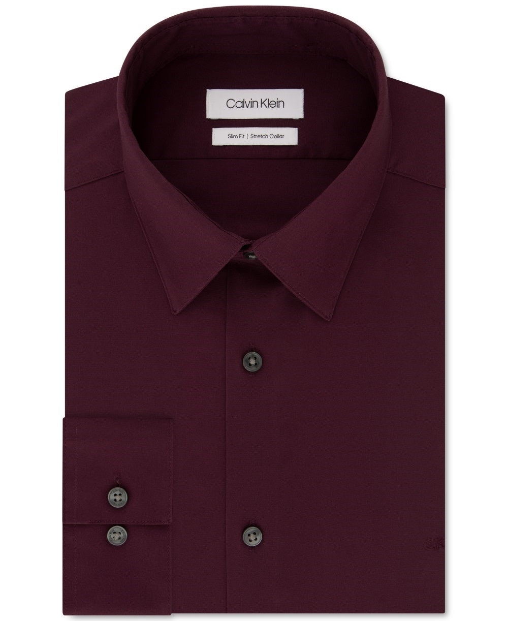 Calvin Klein Men's Slim-Fit Stretch Flex Collar Dress Shirt Red Size 34-35
