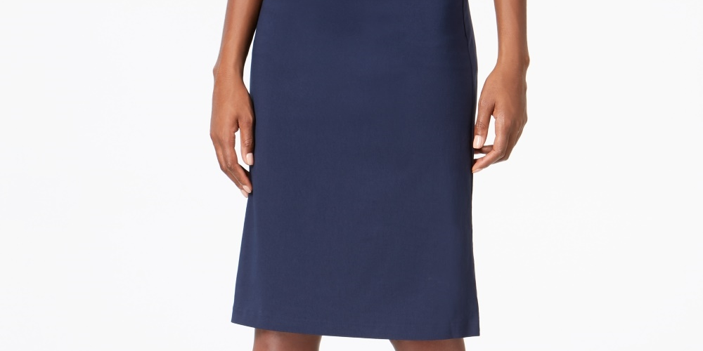 JM Collection Women's Rivet-Waist A-Line Skirt  Blue Size X-Large