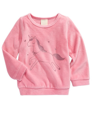 First Impressions Baby Girls Unicorn-Print Velour Top Pink Size 6-9MOS