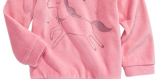 First Impressions Baby Girls Unicorn-Print Velour Top Pink Size 6-9MOS