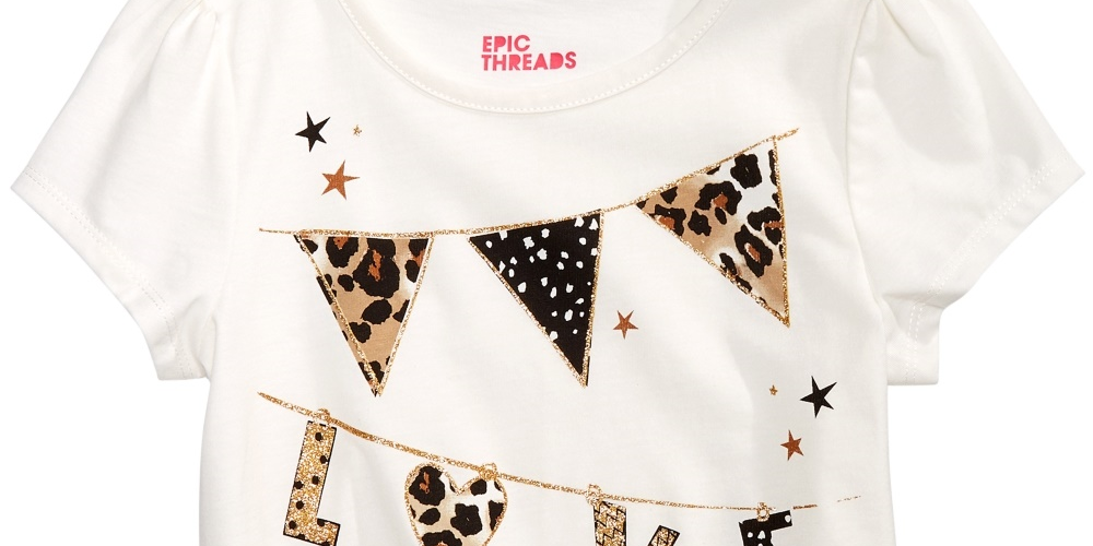 Epic Threads Toddler Girls Love Flags T-Shirt  White Size 4T
