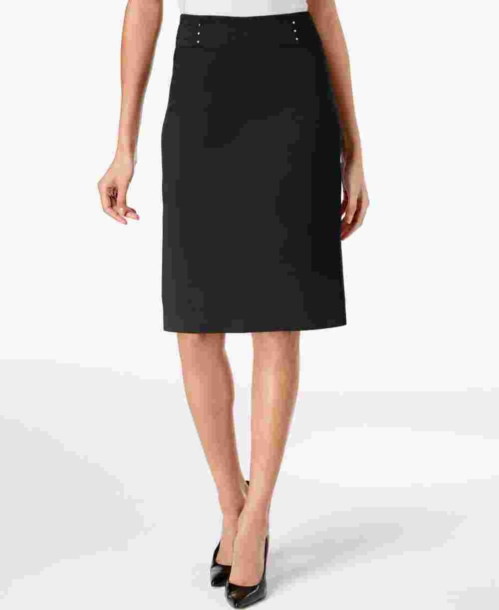 JM Collection Women's Rivet-Waist A-Line Skirt  Gray Size X-Large