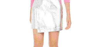 Bar III Women's Metallic Asymmetric Mini Skirt Silver Size Large