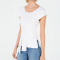 Bar III Women's Tie Waist Cap Sleeve Sweater White Size M