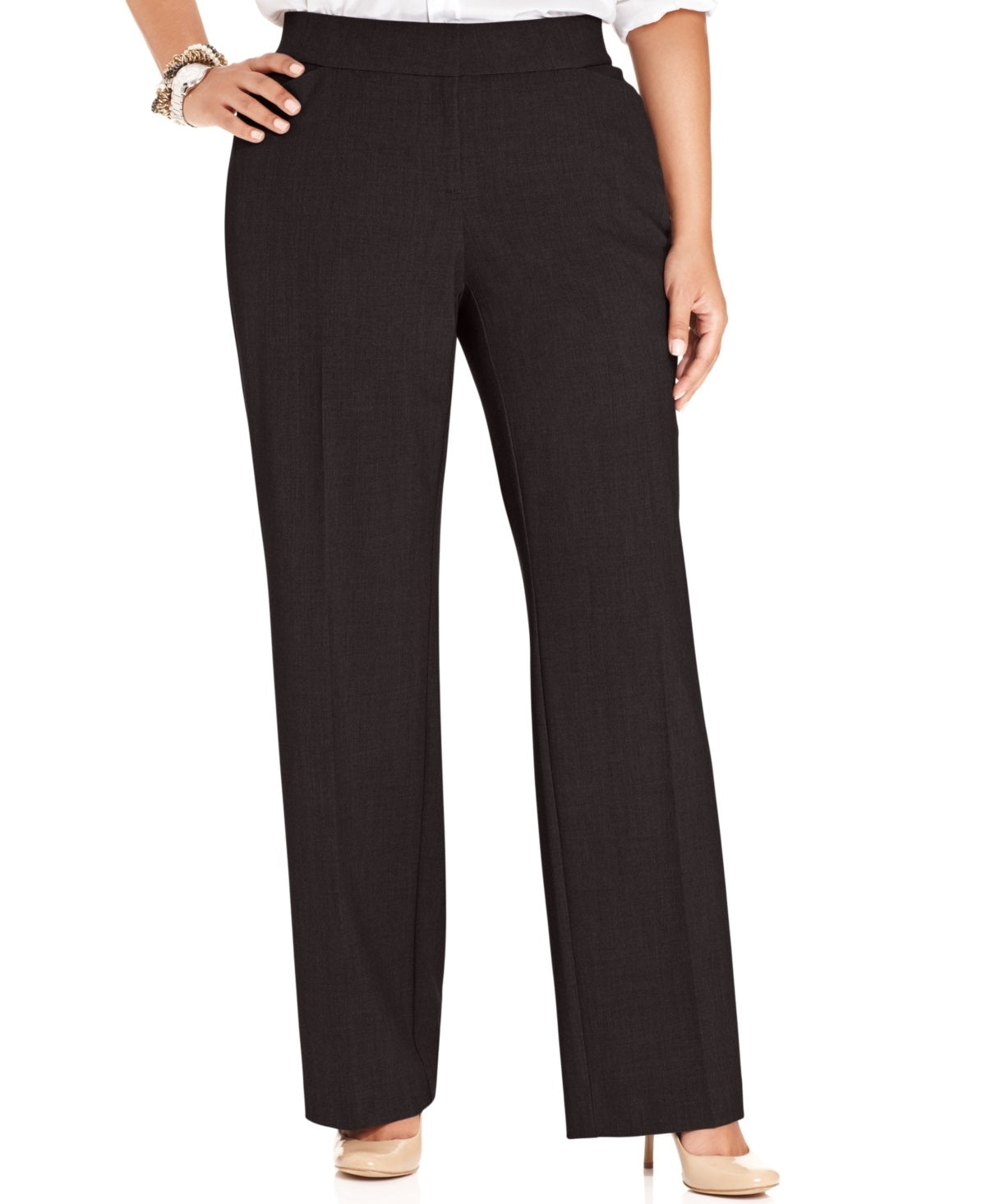 JM Collection Women's Plus & Petite Plus Size Curvy-Fit Straight-Leg Pants Brown Size 28W