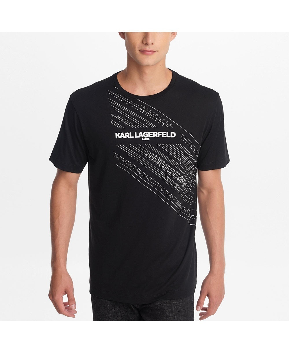 Karl Lagerfeld Paris Men's T-Shirt Classic True Large Graphic Tee White Size Large