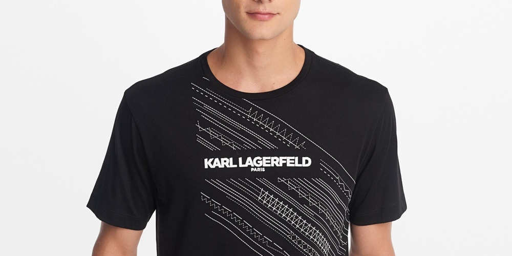 Karl Lagerfeld Paris Men's T-Shirt Classic True Large Graphic Tee White Size Large